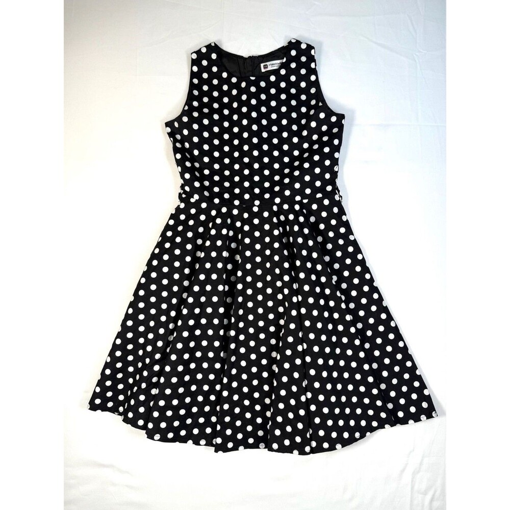 BLACKBUTTERFLY Girls 9-10 Polka Dot Fit And Flare Dress Retro Pinup Skater Dress